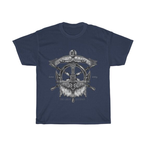 "Vintage Nautical Boating Theme / Retro Ship Anchor" - Unisex Heavy Cotton Tee - Image 12