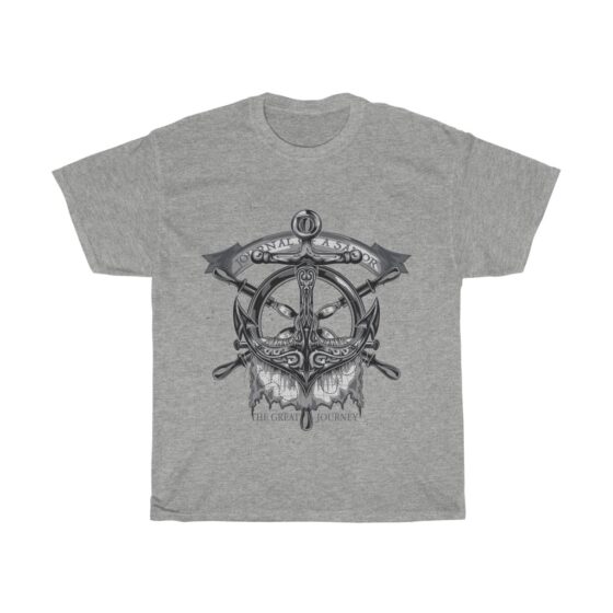 "Vintage Nautical Boating Theme / Retro Ship Anchor" - Unisex Heavy Cotton Tee - Image 3