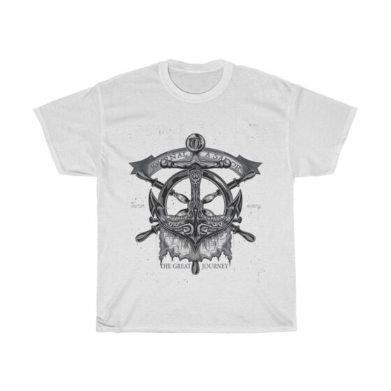 "Vintage Nautical Boating Theme / Retro Ship Anchor" - Unisex Heavy Cotton Tee - Image 2