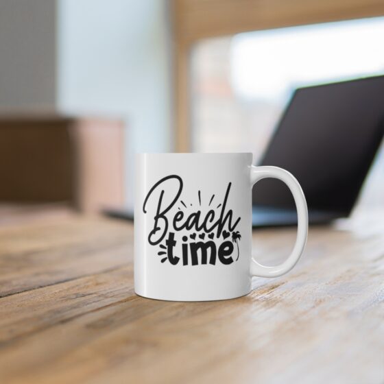 "Beach Time" - Funny Double Sided Print - White Ceramic Mug 11oz - Image 6