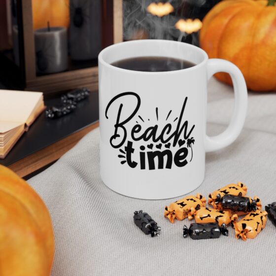 "Beach Time" - Funny Double Sided Print - White Ceramic Mug 11oz - Image 7