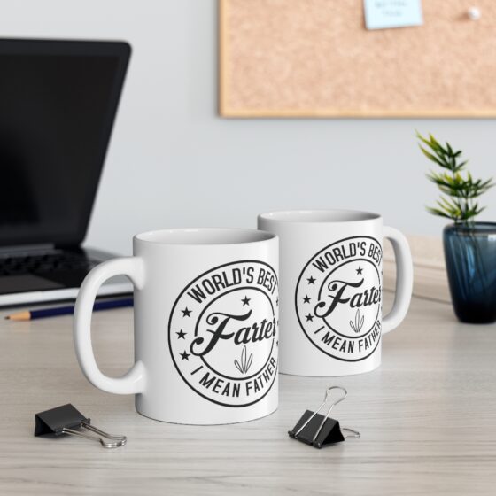 "World's Best Farter I Mean Father" - Funny Double Sided Print - White Ceramic Mug 11oz - Image 5