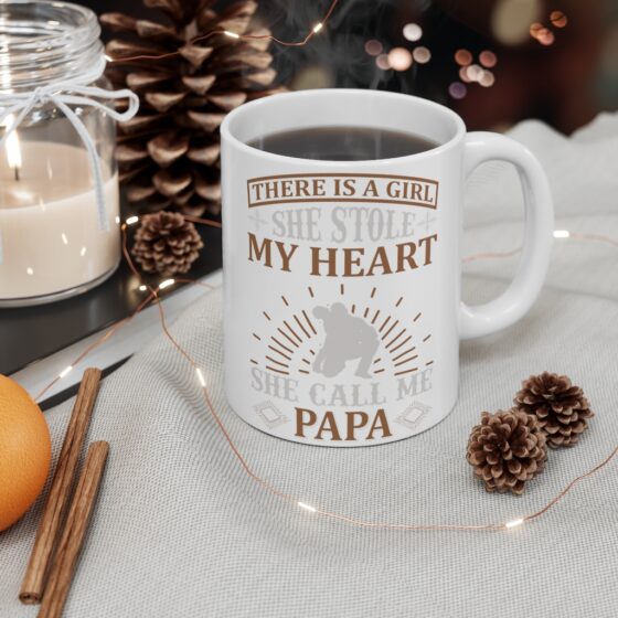 "There is a Girl She Stole My Heart She Call Me Papa" - Funny Double Sided Print - White Ceramic Mug 11oz - Image 4