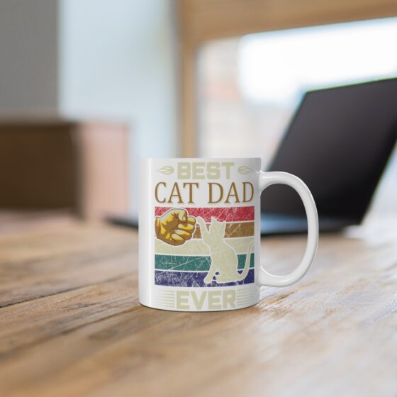 "Best Cat Dad Ever" - Funny Double Sided Print - White Ceramic Mug 11oz - Image 6