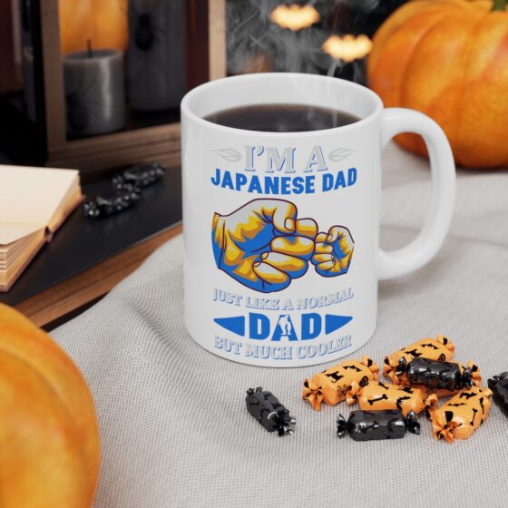 "I'm A Japanese Dad Just Like A Normal Dad But Much Cooler" - Funny Double Sided Print - White Ceramic Mug 11oz - Image 7