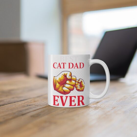 "Best Cat Dad Ever" - Funny Double Sided Print - White Ceramic Mug 11oz - Image 6