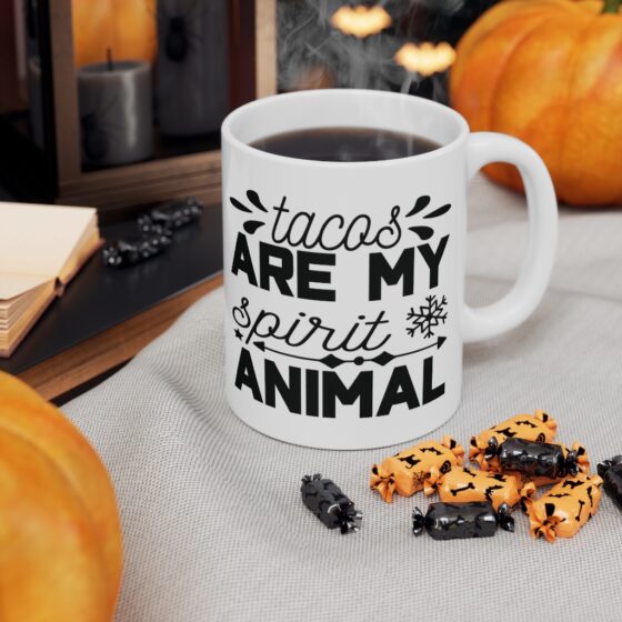 "Tacos are My Spirit Animal" - Funny Double Sided Print - White Ceramic Mug 11oz - Image 7