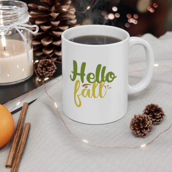 "Hello Fall" - Funny Double Sided Print - White Ceramic Mug 11oz - Image 4