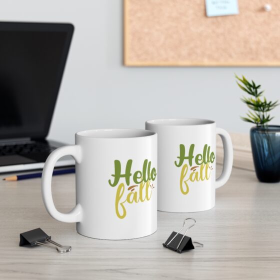 "Hello Fall" - Funny Double Sided Print - White Ceramic Mug 11oz - Image 5