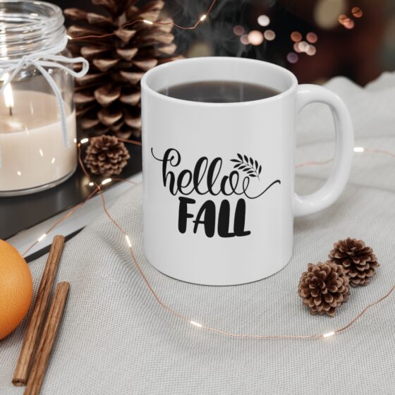 "Hello Fall" - Funny Double Sided Print - White Ceramic Mug 11oz - Image 4