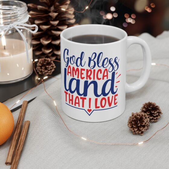 "God Bless America Land That I Love" - Funny Double Sided Print - White Ceramic Mug 11oz - Image 4