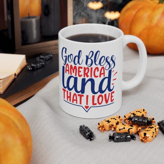 "God Bless America Land That I Love" - Funny Double Sided Print - White Ceramic Mug 11oz - Image 7