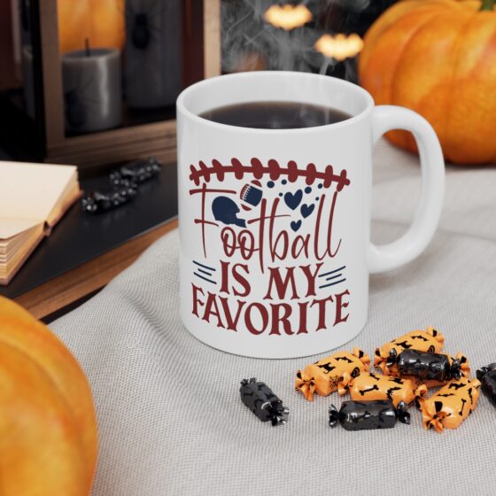 "Football is my Favorite" - Funny Double Sided Print - White Ceramic Mug 11oz - Image 7