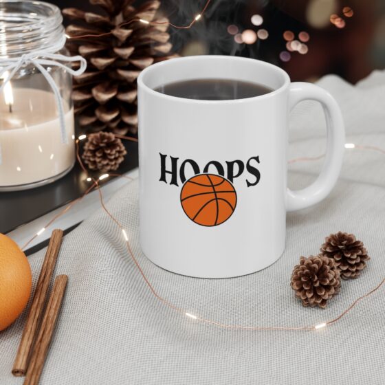 "Hoops" - Funny Double Sided Print - White Ceramic Mug 11oz - Image 4