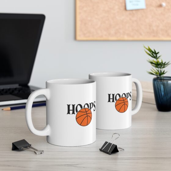 "Hoops" - Funny Double Sided Print - White Ceramic Mug 11oz - Image 5