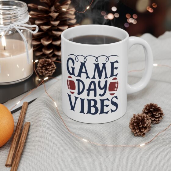 "Game Day Vibes" - Funny Double Sided Print - White Ceramic Mug 11oz - Image 4