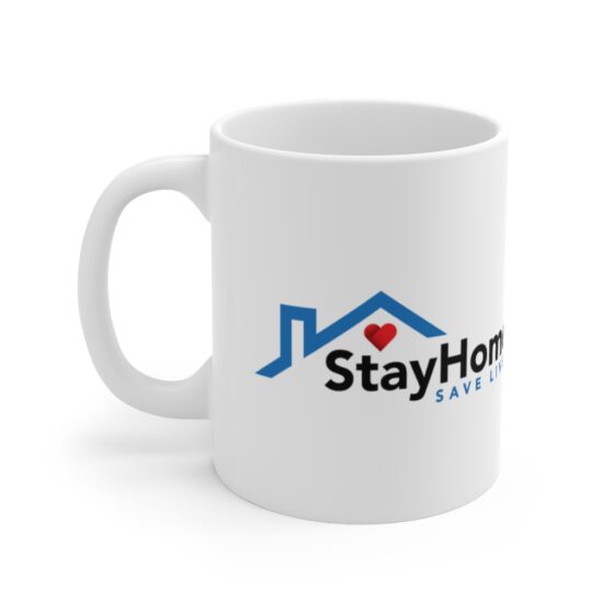 Coronavirus Stay At Home Sign - Funny Double Sided Print - White Ceramic Mug