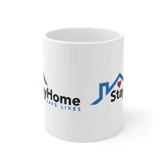 Coronavirus Stay At Home Sign - Funny Double Sided Print - White Ceramic Mug - Image 2