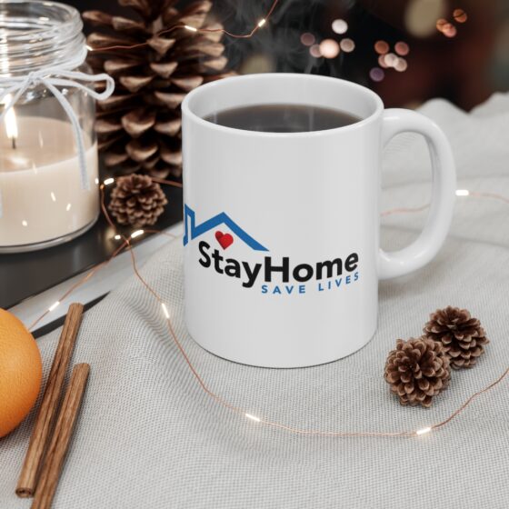 Coronavirus Stay At Home Sign - Funny Double Sided Print - White Ceramic Mug - Image 4