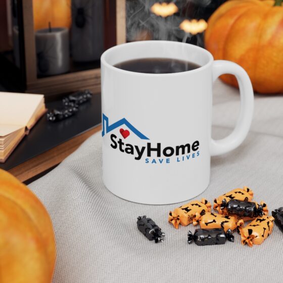 Coronavirus Stay At Home Sign - Funny Double Sided Print - White Ceramic Mug - Image 7