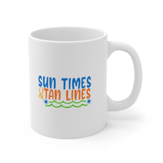 "Sun Times & Tan Lines" - Funny Double Sided Print - White Ceramic Mug 11oz - Image 3