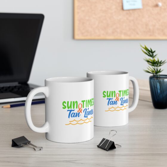 "Sun Times & Tan Lines" - Funny Double Sided Print - White Ceramic Mug 11oz - Image 5