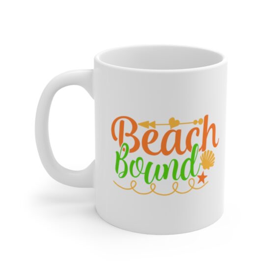 "Beach Bound" - Funny Double Sided Print - White Ceramic Mug 11oz