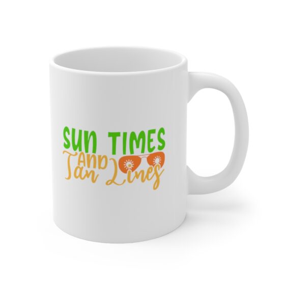 "Sun Times and Tan Lines" - Funny Double Sided Print - White Ceramic Mug 11oz - Image 3