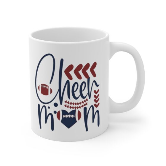 "Cheer Mom" - Funny Double Sided Print - White Ceramic Mug 11oz - Image 3