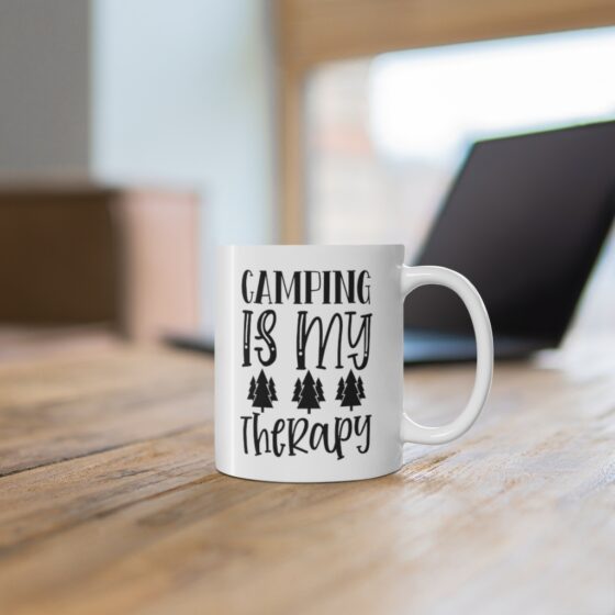 "Camping is my Therapy" - Funny Double Sided Print - White Ceramic Mug 11oz - Image 6