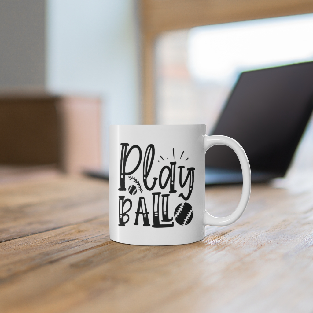"Play Ball" - Funny Double Sided Print - White Ceramic Mug 11oz - Image 6