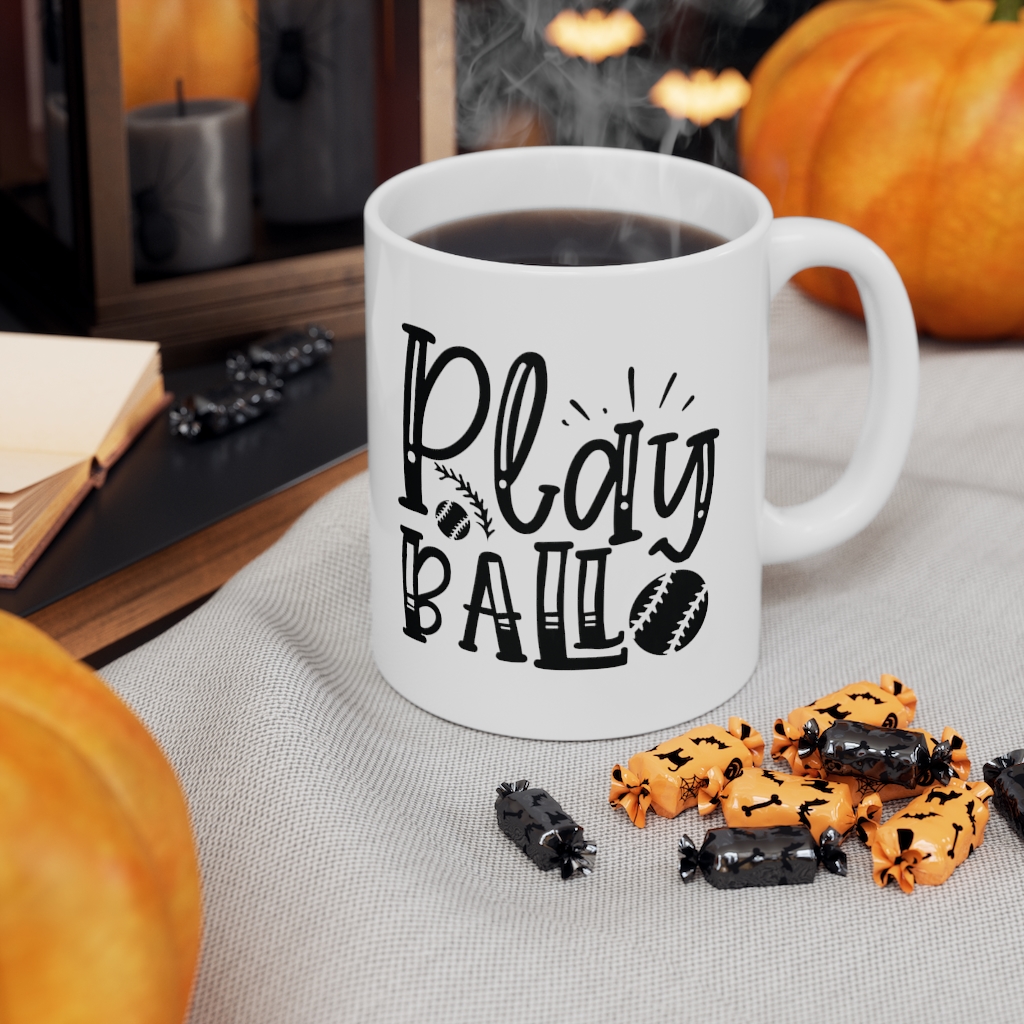 "Play Ball" - Funny Double Sided Print - White Ceramic Mug 11oz - Image 7