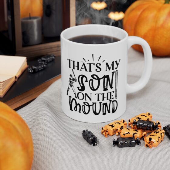 "That's my Son on the Mound" - Funny Double Sided Print - White Ceramic Mug 11oz - Image 7