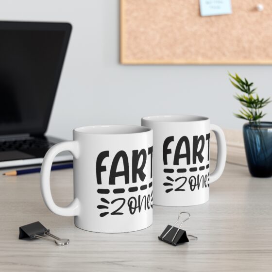 "Fart Zone" - Funny Double Sided Print - White Ceramic Mug 11oz - Image 5