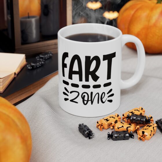 "Fart Zone" - Funny Double Sided Print - White Ceramic Mug 11oz - Image 7