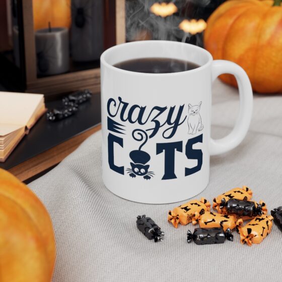 "Crazy Cats" - Funny Double Sided Print - White Ceramic Mug 11oz - Image 7