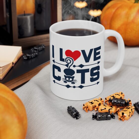 "I Love Cats" - Funny Double Sided Print - White Ceramic Mug 11oz - Image 7