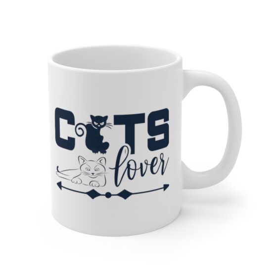 "Cats Lover" - Funny Double Sided Print - White Ceramic Mug 11oz - Image 3