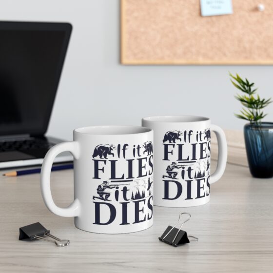 "If It Flies It Dies" - Funny Double Sided Print - White Ceramic Mug 11oz - Image 5