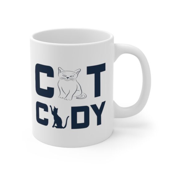 "Cat Cady" - Funny Double Sided Print - White Ceramic Mug 11oz - Image 3