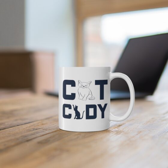 "Cat Cady" - Funny Double Sided Print - White Ceramic Mug 11oz - Image 6