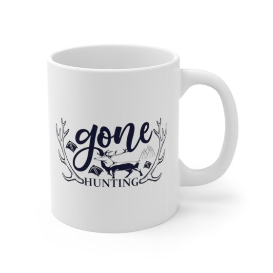 "Gone Hunting" - Funny Double Sided Print - White Ceramic Mug 11oz - Image 3