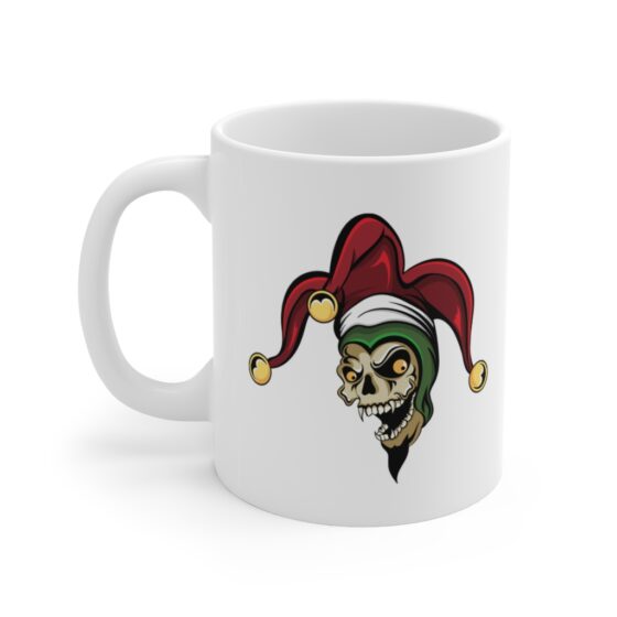 Scary Zombie Jester - Wrap Around Design - White Ceramic Mug 11oz