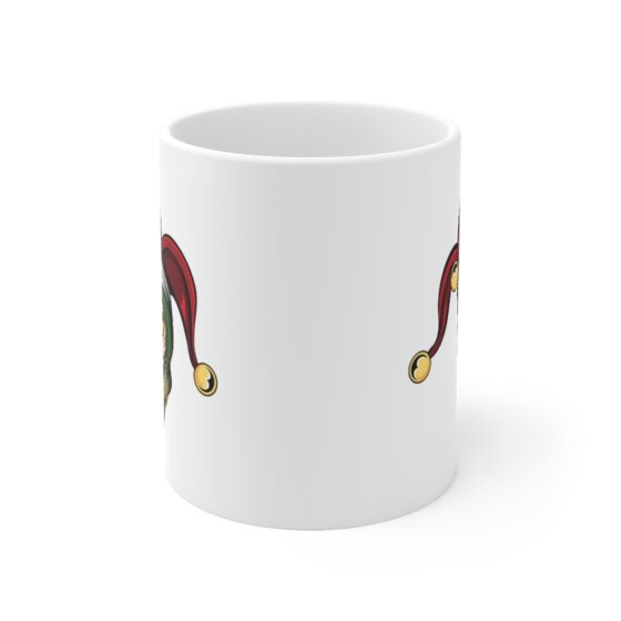 Scary Zombie Jester - Wrap Around Design - White Ceramic Mug 11oz - Image 2