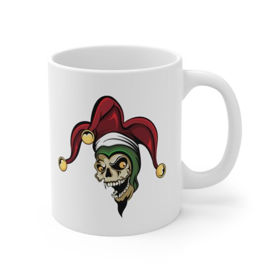 Scary Zombie Jester - Wrap Around Design - White Ceramic Mug 11oz - Image 3