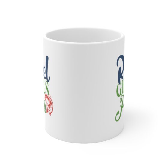 "Reel Girls Fish" - Funny Double Sided Print - White Ceramic Mug 11oz - Image 2