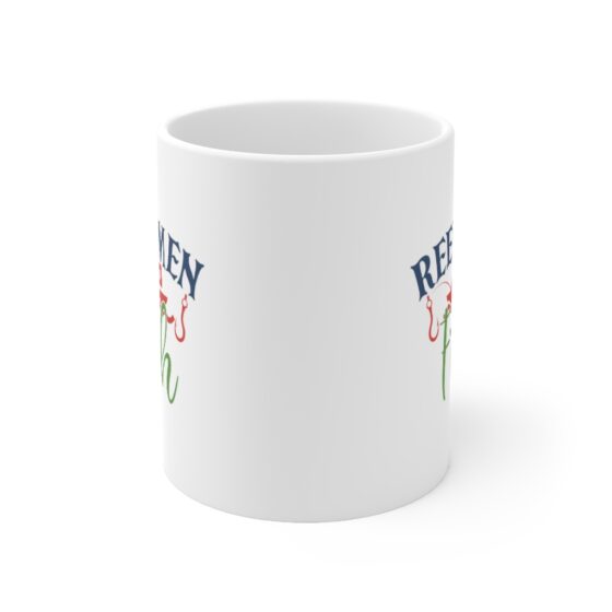 "Reel Men Fish" - Funny Double Sided Print - White Ceramic Mug 11oz - Image 2