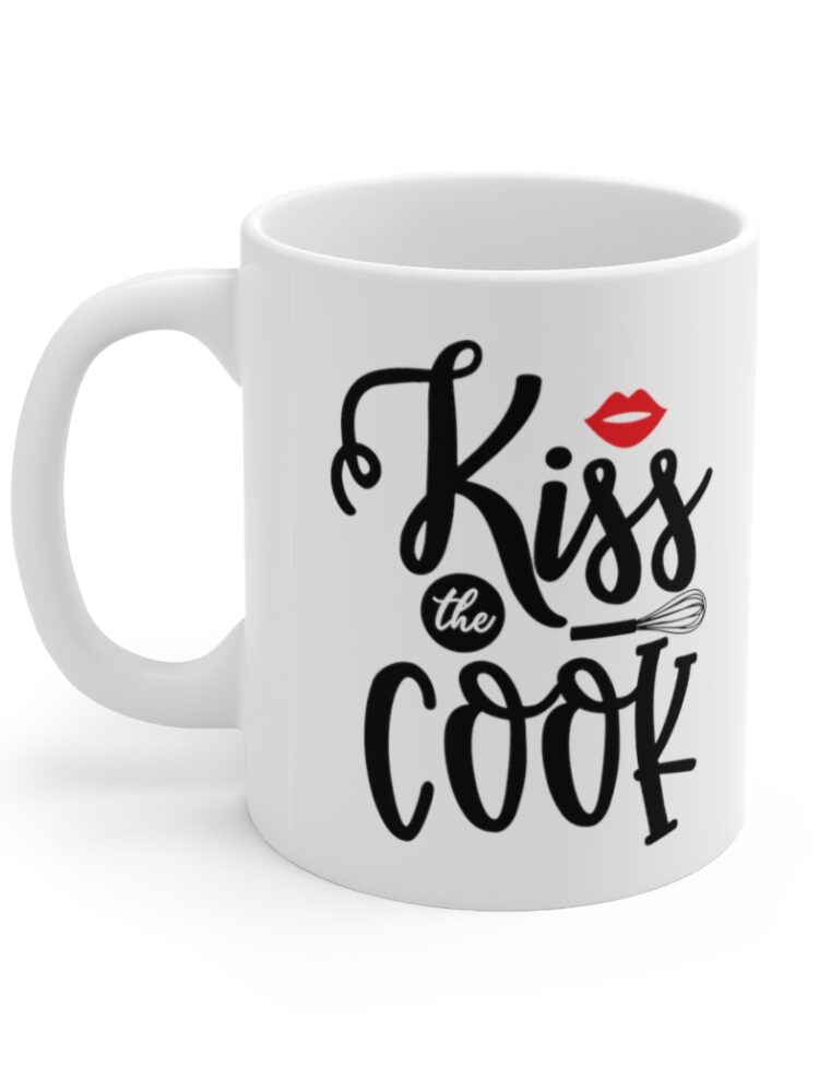 "Kiss the Cook" - Funny Double Sided Print - White Ceramic Mug 11oz