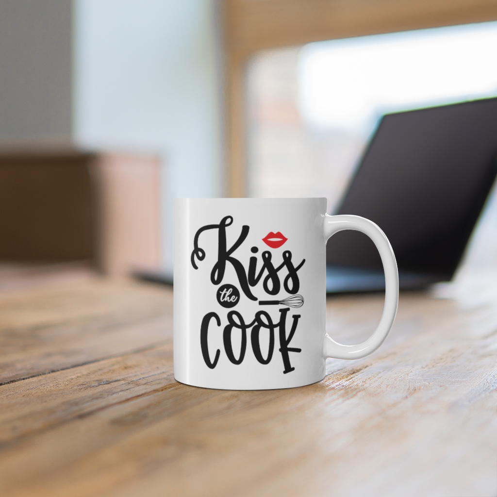 "Kiss the Cook" - Funny Double Sided Print - White Ceramic Mug 11oz - Image 6