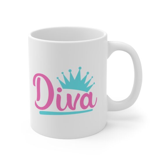 "Diva" - Funny Double Sided Print - White Ceramic Mug 11oz - Image 3